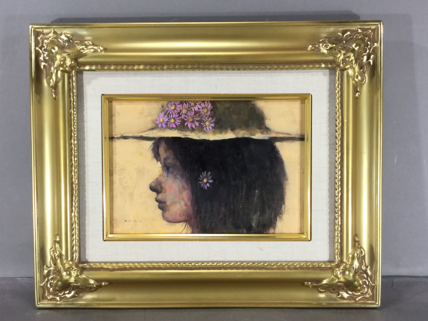 22-4364 荒木尚 果物売り 油絵 SM号 絵画 人物画 少女 美術品 古